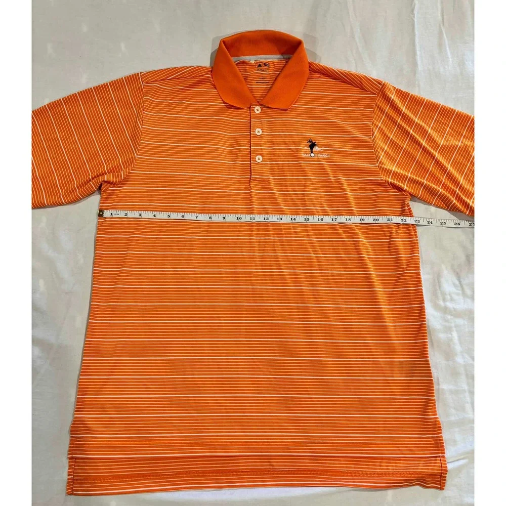 Adidas Golf Mens Climalite Polo Shirt Orange White Striped Dalton‎ Ranch Large